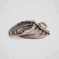 Medieval silver ring Ilmar, angled view revealing patina and hoop separation