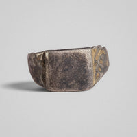 Medieval silver ring Vidomir front view of eroded square bezel