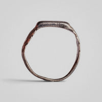 Medieval silver ring Vidomir top-down view of D-section hoop and bezel