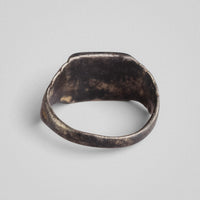 Medieval silver ring Vidomir underside view showing tarnished inner hoop