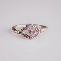 Medieval silver signet ring Ruslan with lozenge bezel and punched tooth-pattern border