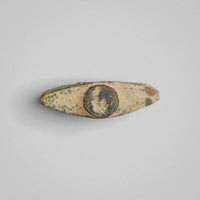 Overhead view of Roman bronze ring 'Tullia' showing navette-shaped top and worn device