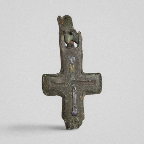 Medieval Bronze Encolpion-Type Cross - 'Offering' (11th–13th c. CE)