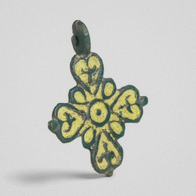 Medieval Bronze Enamel Cross Pendant - 'Renewal' (11th–13th c. CE)