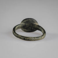 Rear view of Byzantine bronze ring Mikhael showing narrowed hoop and bezel underside