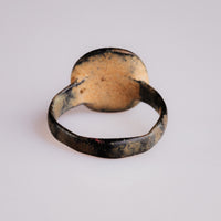 Rear view of Byzantine bronze ring Stellaris showing underside of bezel and interior of hoop