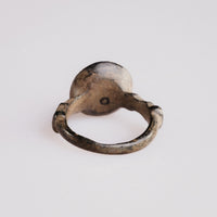 Rear view of Byzantine bronze ring Theodulos showing hoop and bezel underside
