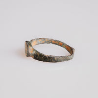 Reverse angle of Byzantine bronze ring 'Theodora' showing back of bezel and shoulders