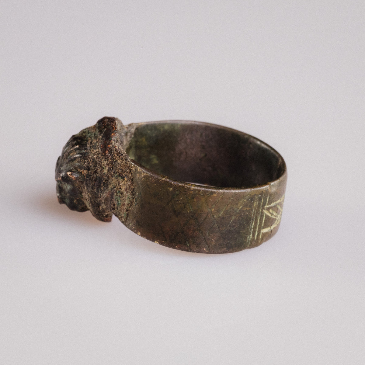 Roman Bronze Ring - 'Leontios' (2nd–4th c. CE) EU 68 / US 12.25