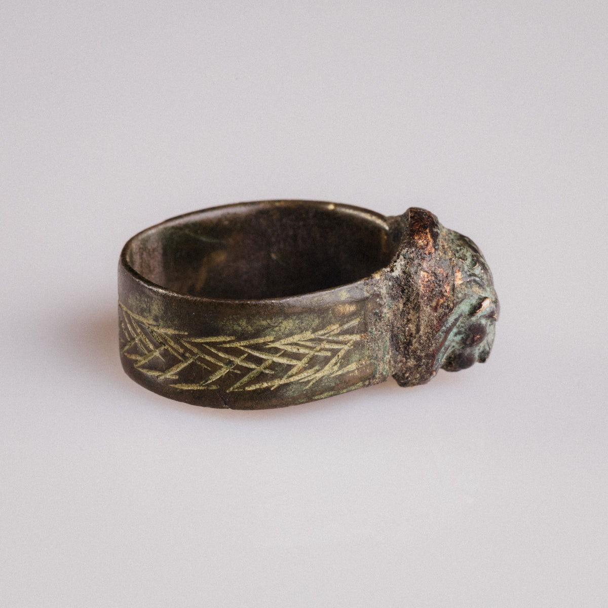 Roman Bronze Ring - 'Leontios' (2nd–4th c. CE) EU 68 / US 12.25