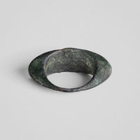Roman bronze ring Vultinus, interior view of the hoop showing shoulder swell and patina