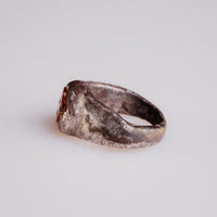 Roman silver ring Pisculus from opposite side, carnelian intaglio visible