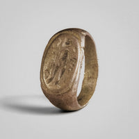 Roman silver ring Tychion, side profile showing D-section hoop and bezel transition.