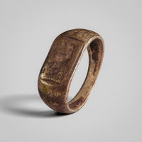 Side profile of Roman silver ring 'Leontia' showing D-section hoop and integral bezel