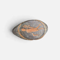 Roman bronze ring 'Mercurialis' shows the engraved figure within an oval bezel border from the front.