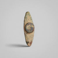 Top-down view of Roman bronze ring 'Tullia' showing worn cylindrical bezel
